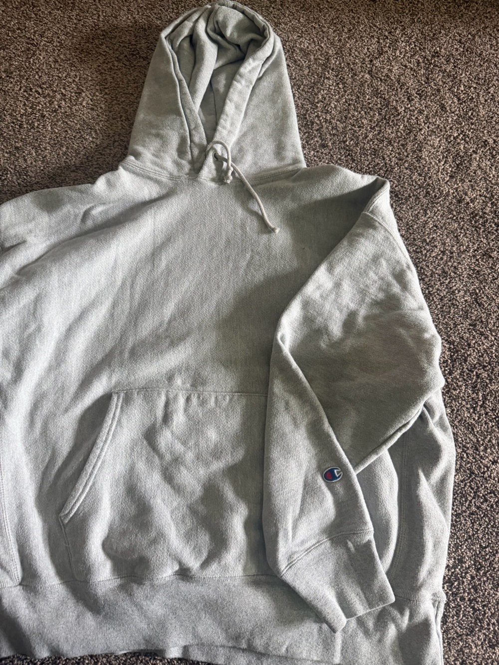 Champion Light Gray Pullover Hoodie with Kangaroo Pocket